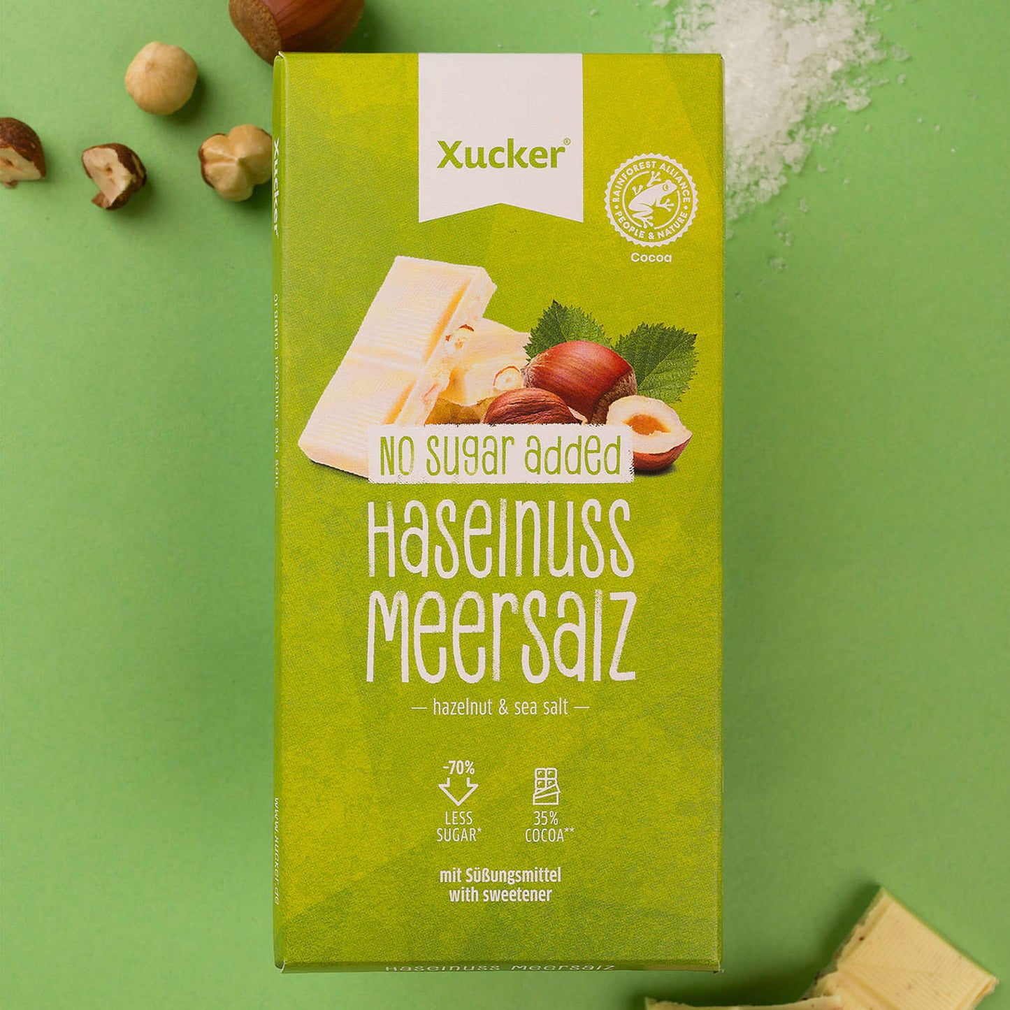 Weiße Schokolade Haselnuss & Meersalz